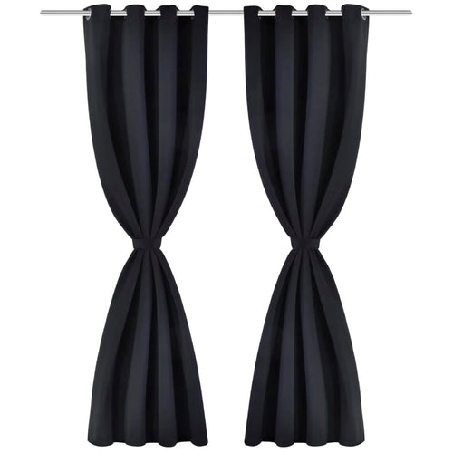 2 Pz Tende Oscuranti con Occhielli in Metallo 135x175 cm Nere