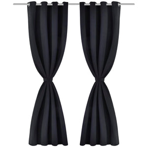 2 Pz Tende Oscuranti con Occhielli in Metallo 135x175 cm Nere