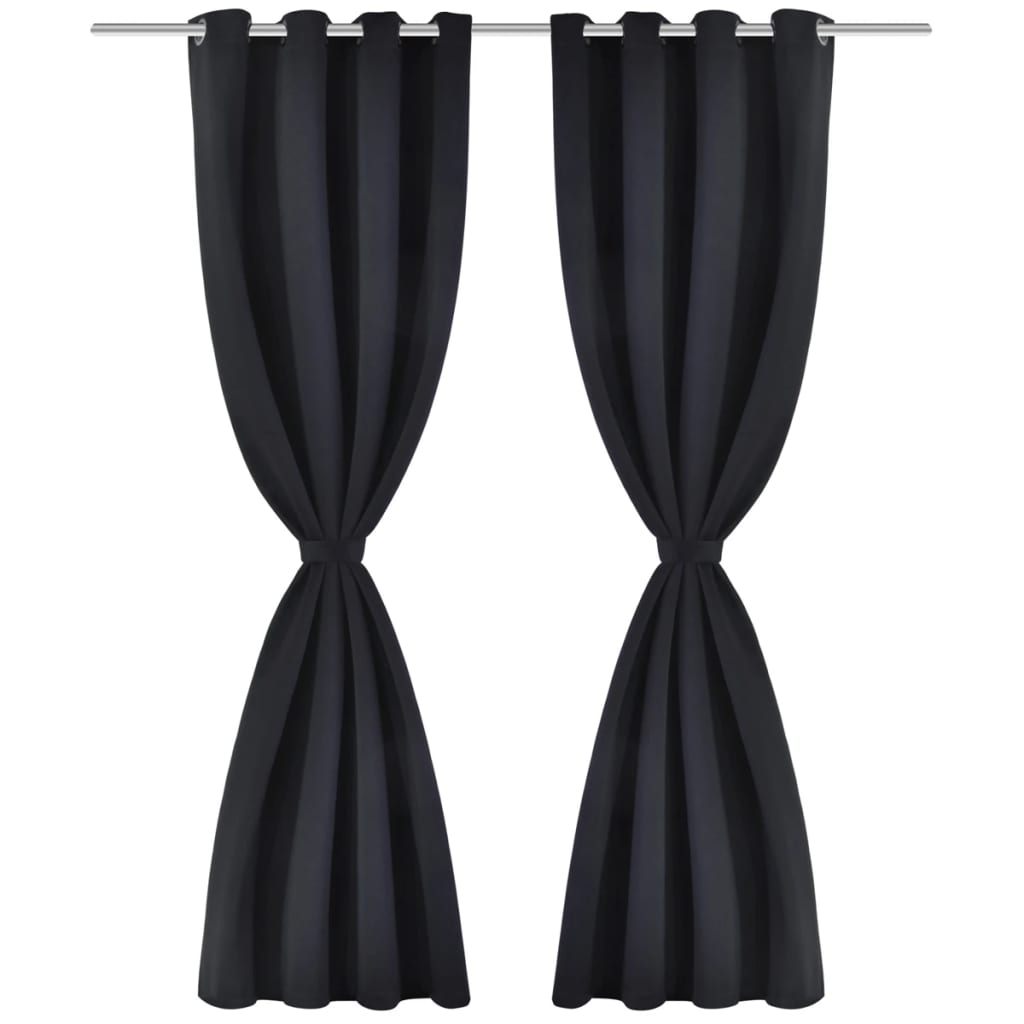 2 Pz Tende Oscuranti con Occhielli in Metallo 135x175 cm Nere