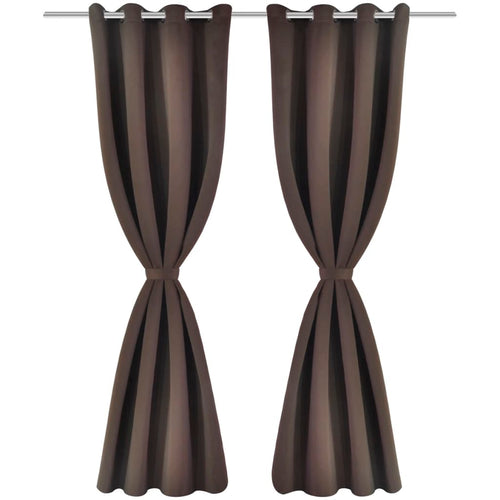 2 Pz Tende Oscuranti con Occhielli in Metallo 135x175cm Marroni
