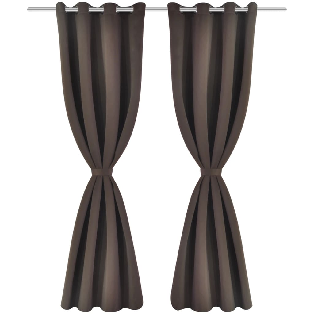 2 Pz Tende Oscuranti con Occhielli in Metallo 135x175cm Marroni