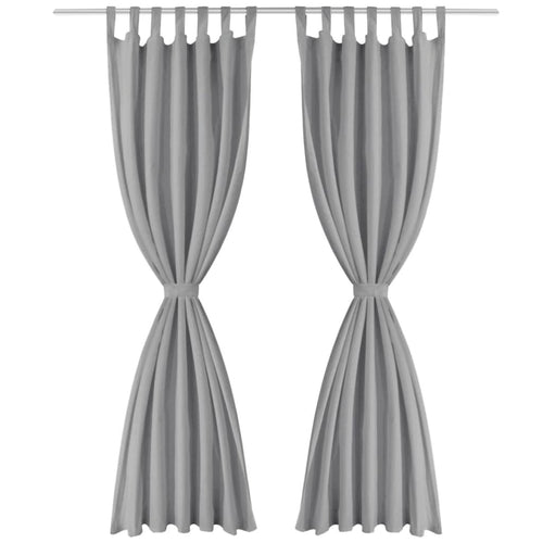 2 Pz Tende in Micro Raso con Passanti 140x225 cm Grigie