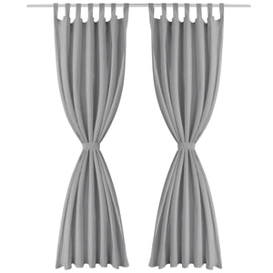 2 Pz Tende in Micro Raso con Passanti 140x225 cm Grigie