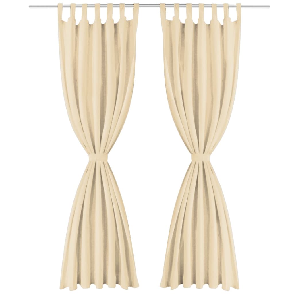Tende in Micro Raso 2 pz con Passanti 140x175 cm Beige