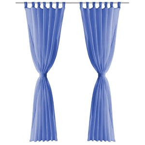 Tende in Voile 2 pz 140x225 cm Blu Reale