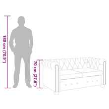 Carica l&#39;immagine nel visualizzatore di Gallery, Divano Chesterfield a 2 Posti in Finta Pelle Marrone