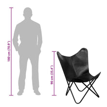 Carica l&#39;immagine nel visualizzatore di Gallery, Poltrona Sedia a Farfalla Nera in Vera Pelle