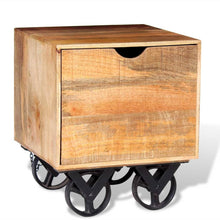 Carica l&#39;immagine nel visualizzatore di Gallery, Tavolino con Cassetto e Ruote in Legno di Mango 40x40x45 cm