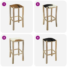 Carica l&#39;immagine nel visualizzatore di Gallery, Sgabello da Bar in Pelle di Capra e Legno Massello di Teak