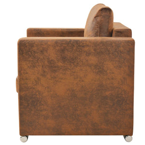 Poltrona Marrone 82x73x82 cm Similpelle Scamosciata