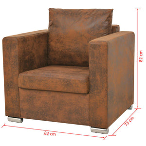 Poltrona Marrone 82x73x82 cm Similpelle Scamosciata