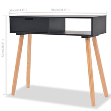 Carica l&#39;immagine nel visualizzatore di Gallery, Tavolo Consolle in Legno di Pino Massello 80x30x72 cm Nero
