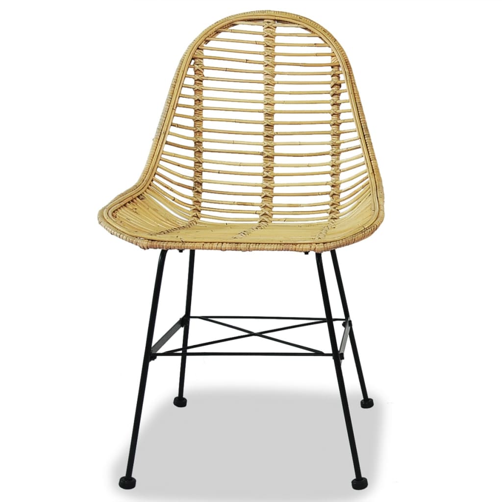 Sedie da Pranzo 2 pz in Rattan Naturale