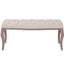 Load image into Gallery viewer, Panca Ottomana in Legno Massello e Lino 110x38x48 cm Bianco Crema