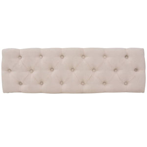 Panca Ottomana in Legno Massello e Lino 110x38x48 cm Bianco Crema