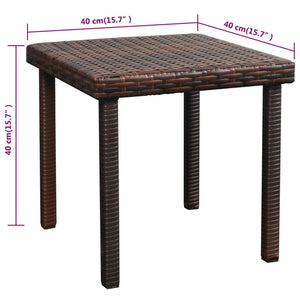 Set 2 Lettini con Tavolino in Polyrattan Marrone