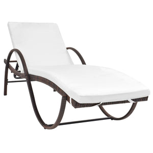 Set 2 Lettini con Tavolino in Polyrattan Marrone