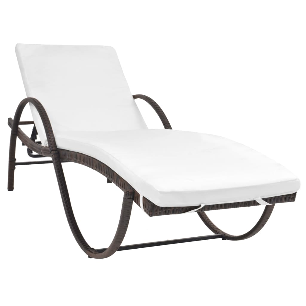 Set 2 Lettini con Tavolino in Polyrattan Marrone