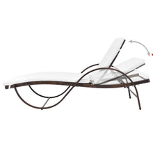 Charger l&#39;image dans la galerie, Set 2 Lettini con Tavolino in Polyrattan Marrone