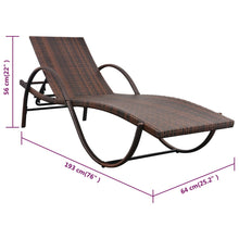 Charger l&#39;image dans la galerie, Set 2 Lettini con Tavolino in Polyrattan Marrone