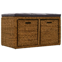 Indlæs billede til gallerivisning Panca Pouf in Giunco con 2 Ceste 71x40x42 cm Marrone