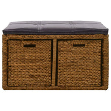 Indlæs billede til gallerivisning Panca Pouf in Giunco con 2 Ceste 71x40x42 cm Marrone