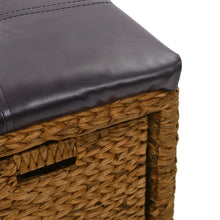 Indlæs billede til gallerivisning Panca Pouf in Giunco con 2 Ceste 71x40x42 cm Marrone