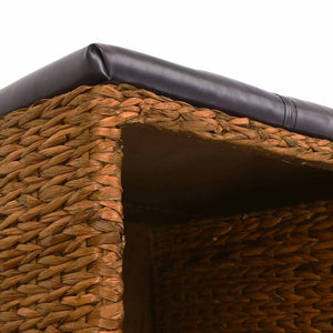 Panca Pouf in Giunco con 2 Ceste 71x40x42 cm Marrone