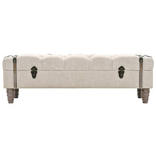 Load image into Gallery viewer, Panca Pouf con Vano contenitore in Legno Massello e Acciaio 111x34x37 cm