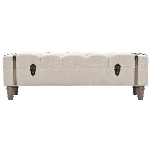 Panca Pouf con Vano contenitore in Legno Massello e Acciaio 111x34x37 cm