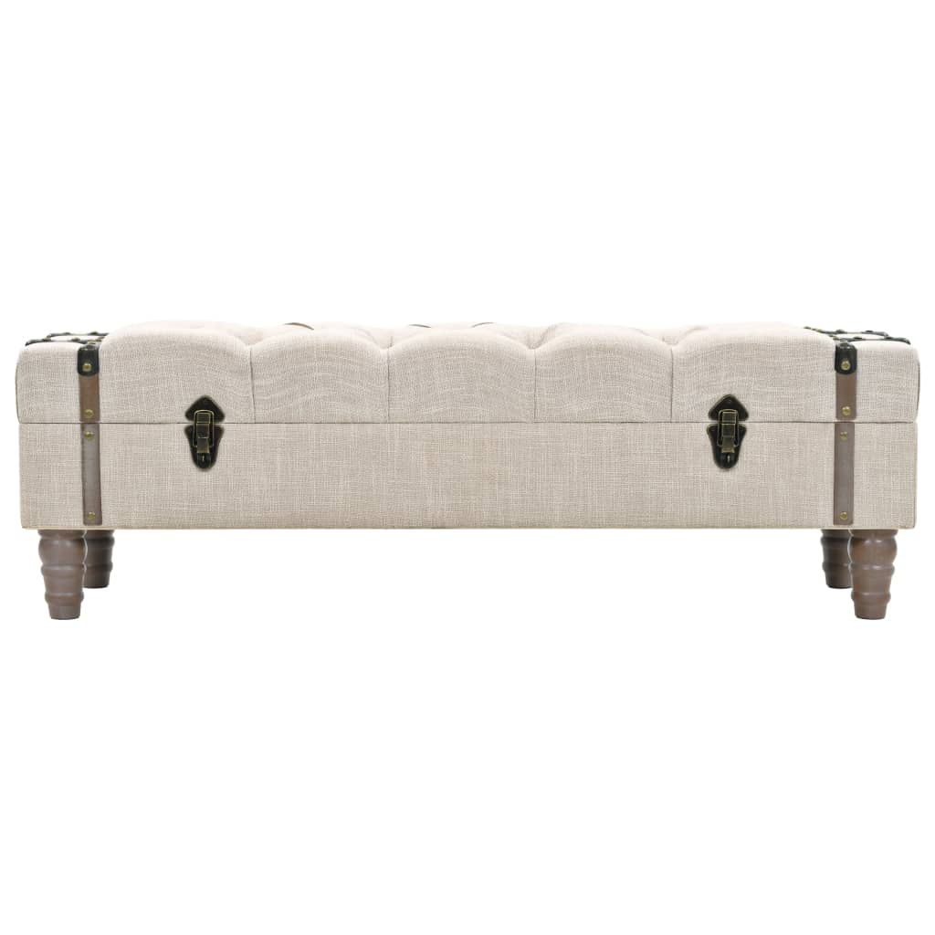 Panca Pouf con Vano contenitore in Legno Massello e Acciaio 111x34x37 cm