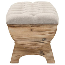 Load image into Gallery viewer, Panca Pouf in Legno Massello e Tessuto 103x51x44 cm con 2 Vani Contenitore