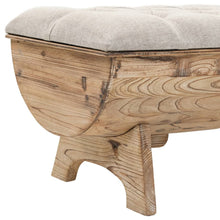 Load image into Gallery viewer, Panca Pouf in Legno Massello e Tessuto 103x51x44 cm con 2 Vani Contenitore