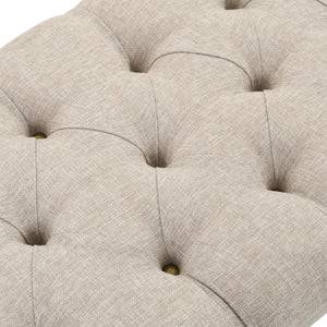 Panca Pouf in Legno Massello e Tessuto 103x51x44 cm con 2 Vani Contenitore