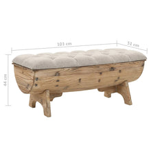 Load image into Gallery viewer, Panca Pouf in Legno Massello e Tessuto 103x51x44 cm con 2 Vani Contenitore