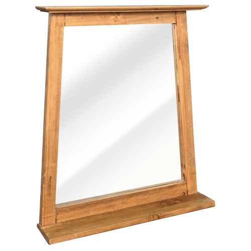 Specchio con Mensola in Legno Massello di Pino 70x12x79 cm