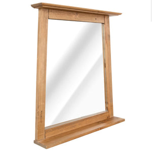 Specchio con Mensola in Legno Massello di Pino 70x12x79 cm