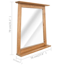 Carica l&#39;immagine nel visualizzatore di Gallery, Specchio con Mensola in Legno Massello di Pino 70x12x79 cm