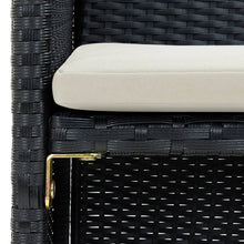 Carica l&#39;immagine nel visualizzatore di Gallery, Divano da Giardino a 2 Posti con Cuscini Bianco in Polyrattan Nero