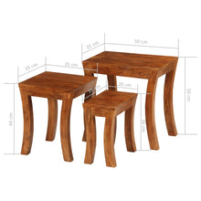 Indlæs billede til gallerivisning Tavolini Impilabili 3 pz Massello di Acacia 50x35x50 cm Marrone