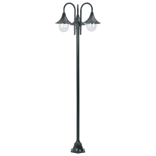Lampione da Giardino E27 220 cm Alluminio 3 Lampade Verde Scuro