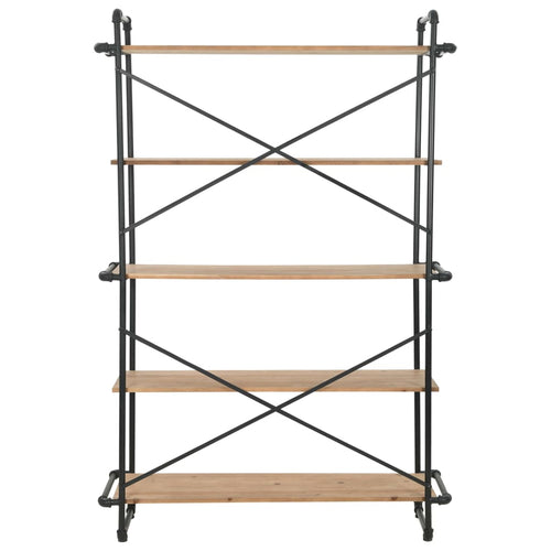 Libreria in Legno Massello di Abete e Acciaio 120x42x180 cm