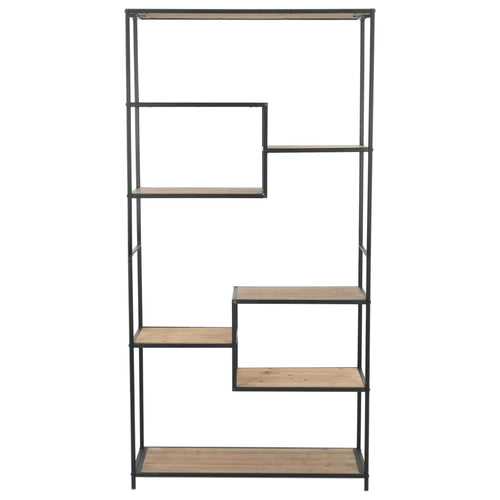 Libreria in Legno Massello di Abete e Acciaio 90,5x35x180 cm