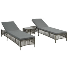 Charger l&#39;image dans la galerie, Set 2 Lettini con Tavolino in Polyrattan Grigio