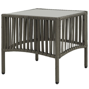Set 2 Lettini con Tavolino in Polyrattan Grigio