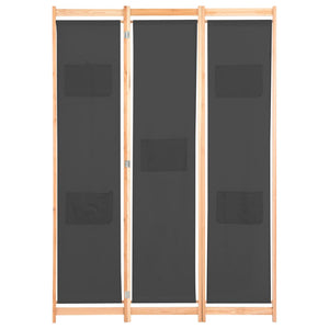 Separè 3 Pannelli Grigio 120x170x4 cm in Tessuto e legno