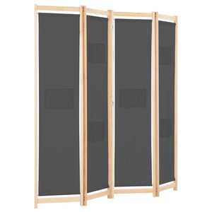 Divisorio a 4 Pannelli Grigio 160x170x4 cm in Tessuto