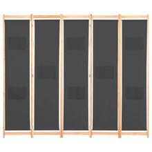 Load image into Gallery viewer, Separè 5 Pannelli Grigio 200x170x4 cm in Tessuto e legno