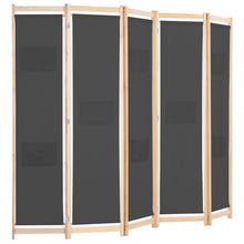 Load image into Gallery viewer, Separè 5 Pannelli Grigio 200x170x4 cm in Tessuto e legno
