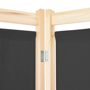 Separè 5 Pannelli Grigio 200x170x4 cm in Tessuto e legno
